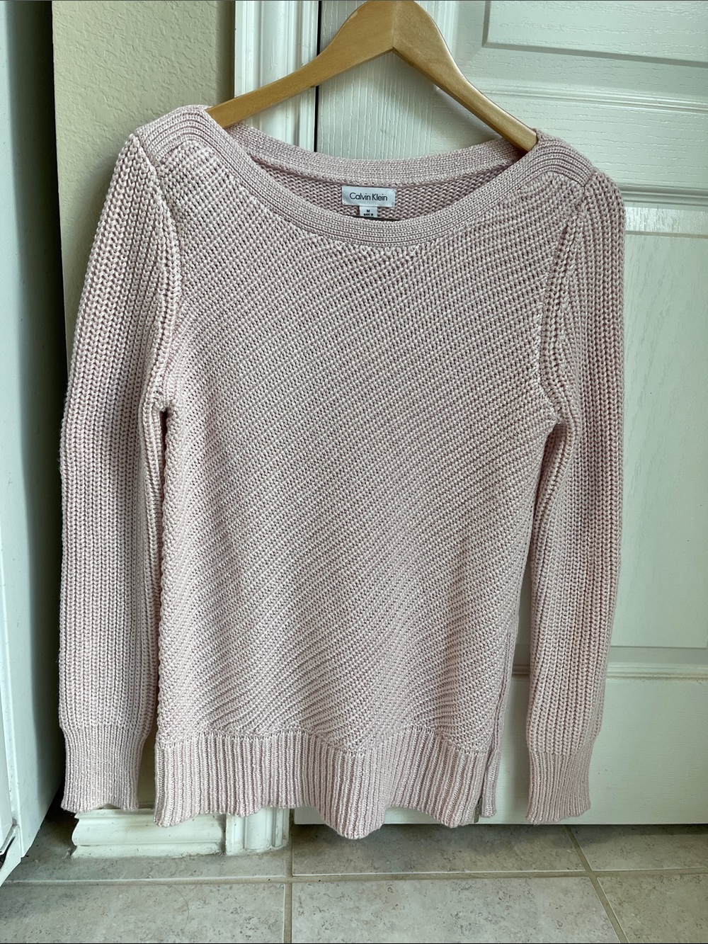 Calvin Klein Pale Blush Scoop Neck Knit Sweater